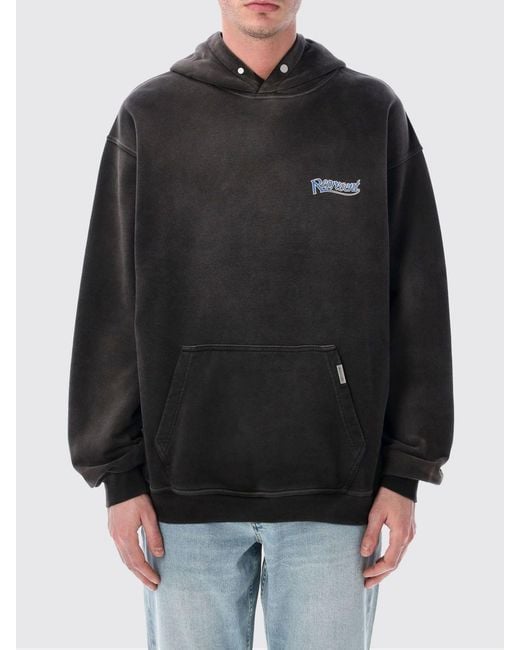 Represent Black Cotton Hooded Sweatshirt With Logo for men