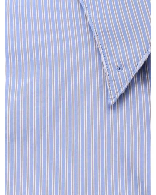 Maison Margiela Blue Striped Cotton Poplin Shirt With A Relaxed Fit
