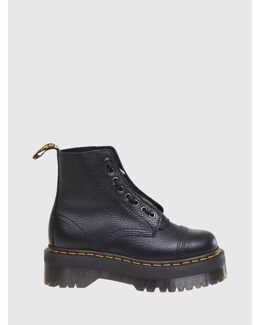Dr. Martens Black Sinclair Milled Nappa Leather Boots With Zip And Platform Sole