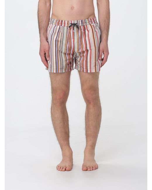 Paul Smith Pink Striped Polyester Swimsuit for men