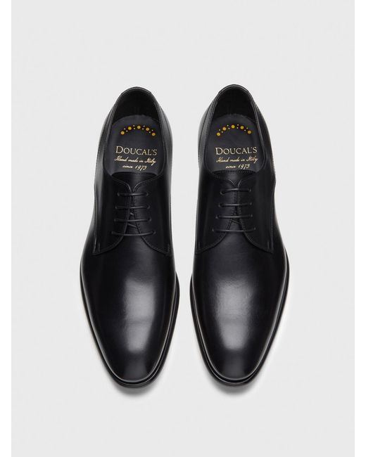 Doucal's Black Leather Derby Shoes for men