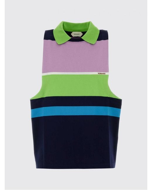 Versace Blue Striped Cotton Polo Shirt