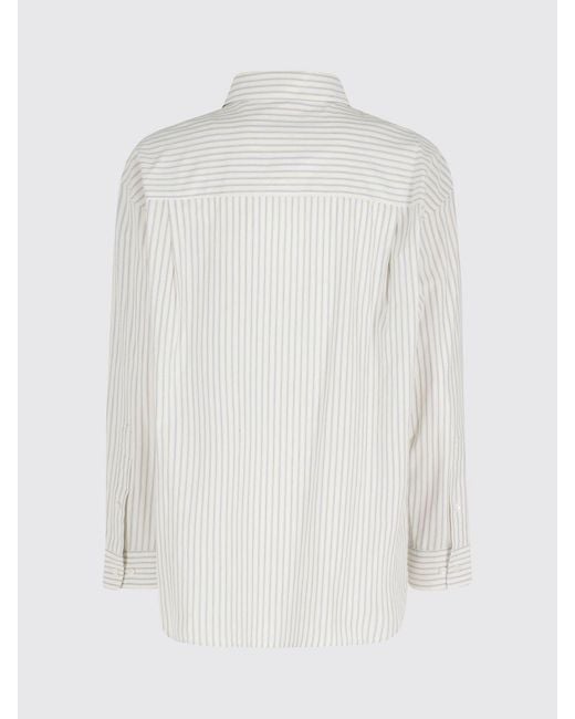 DUNST Gray Casual Striped Cotton Poplin Shirt
