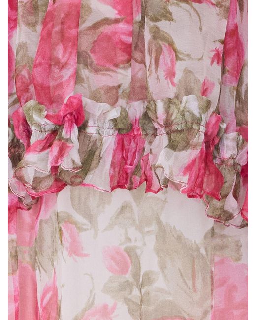 Chloé Pink Chlo&Eacute Silk Blouse With Floral Print