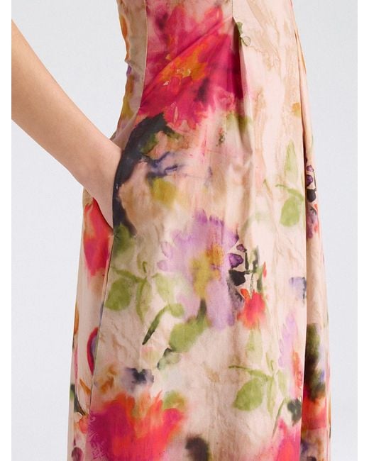 Momoní White MomonÌ Floral Print Cotton Midi Dress
