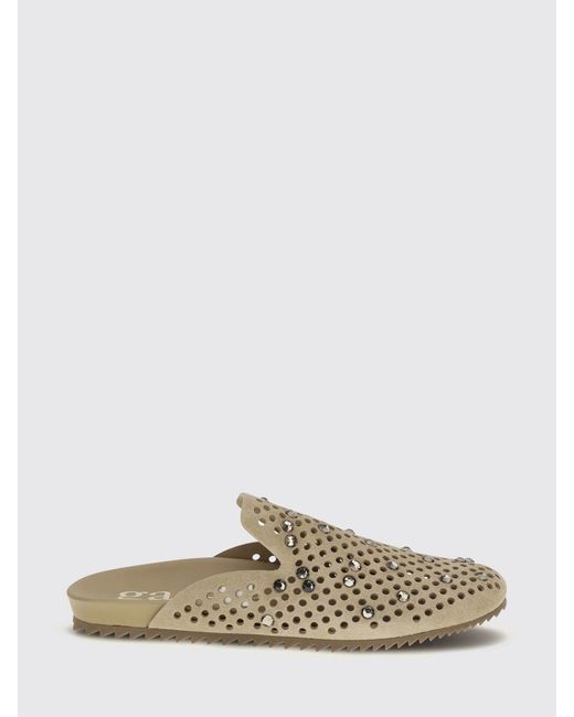 Pedro Garcia Brown Braidy Perforated Suede Mules With Studs