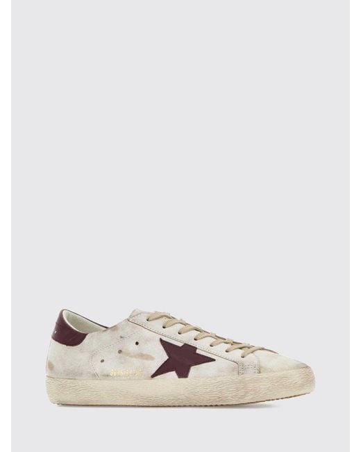 Golden Goose Deluxe Brand Natural Super-Star Smooth Calfskin Sneakers With Distressed Effect for men