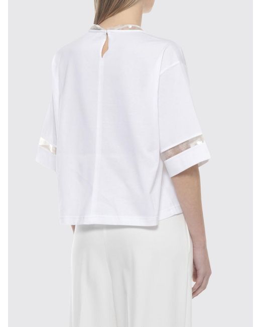 Fabiana Filippi White Cotton T-Shirt With Embroidered Sequins