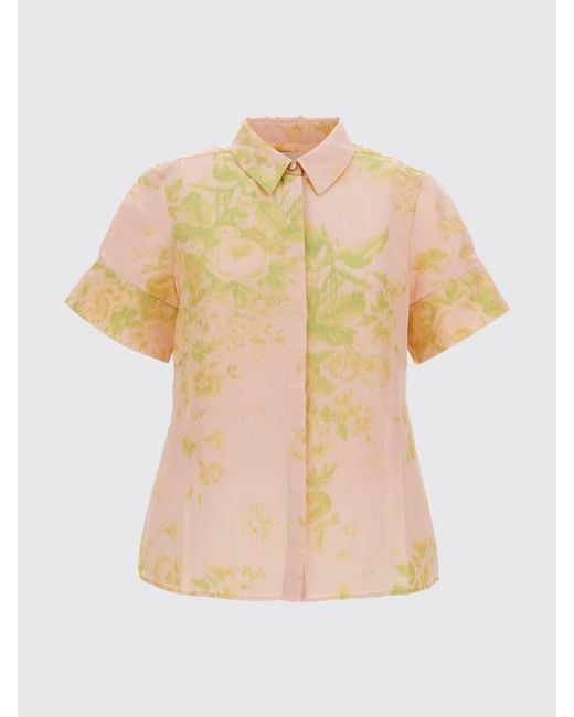 Erdem Natural Floral Pattern Linen Blend Shirt