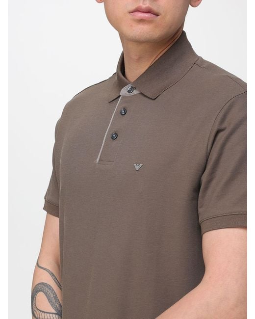 Emporio Armani Brown Cotton Polo Shirt for men