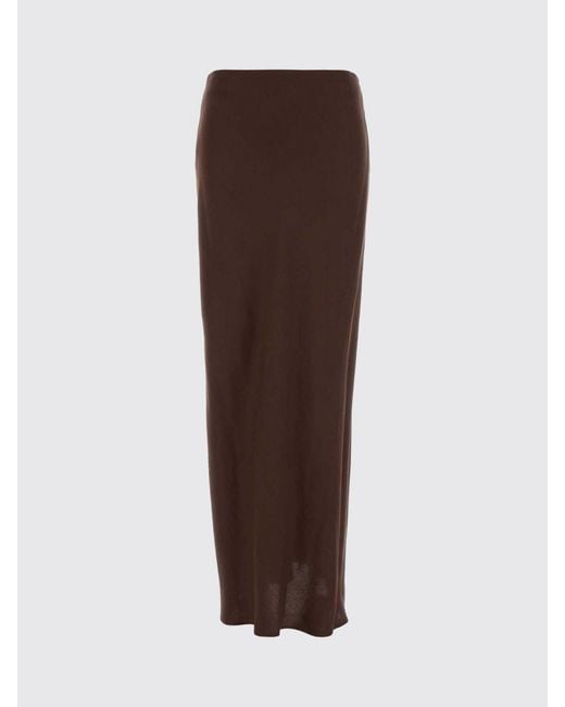 Brunello Cucinelli Brown Long Linen Skirt With Slits