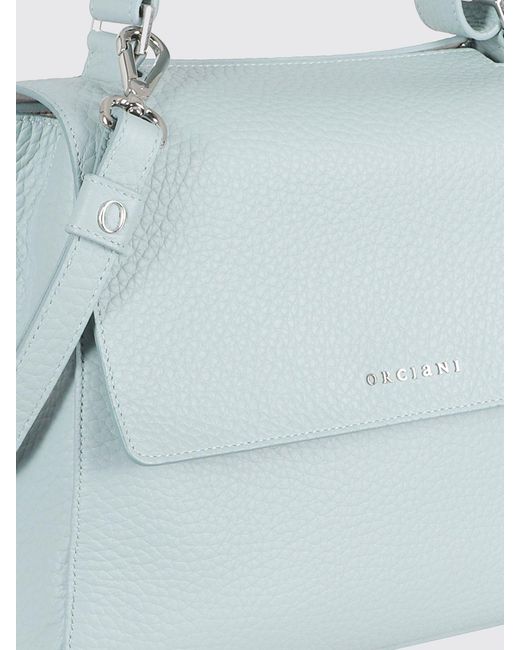 Orciani Blue Sveva Soft Medium Hammered Leather Bag