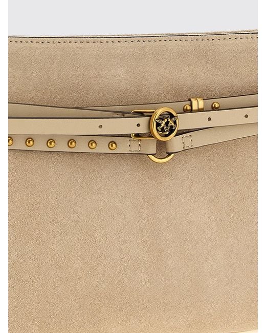 Pinko Natural Suede Bag With Micro Studs