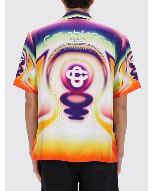 Casablanca Orange Printed Silk Casual Shirt for men