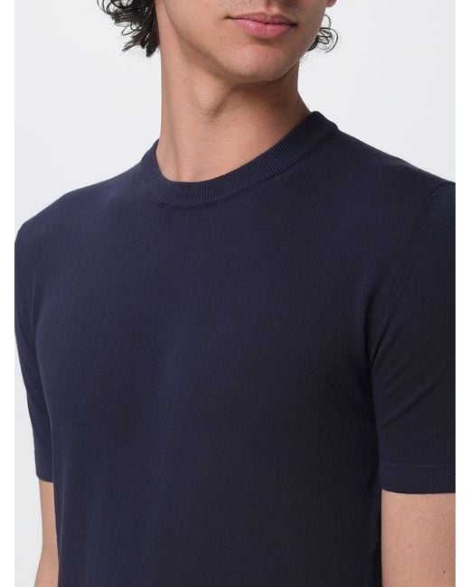 Brooksfield Blue Cotton Crew Neck Sweater for men