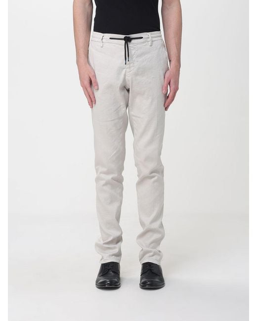 Mason's Gray Linen And Cotton Blend Drawstring Trousers for men