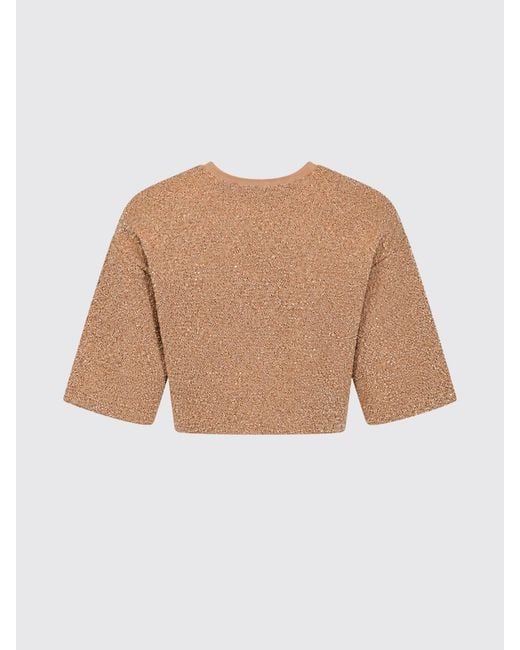 Elisabetta Franchi Natural Lurex Crew-Neck Evening Top