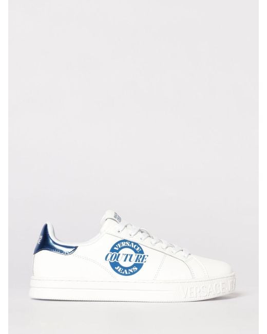 Versace Jeans Couture White Leather Sneakers With Logo for men