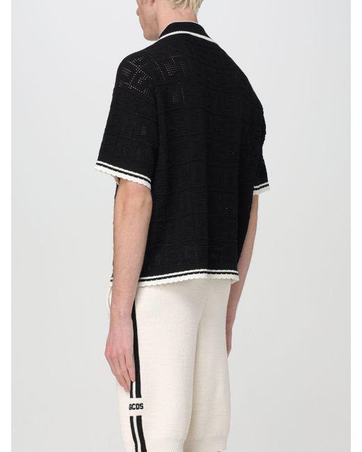 Camicia in cotone crochet con logo jacquard di Gcds in Black da Uomo