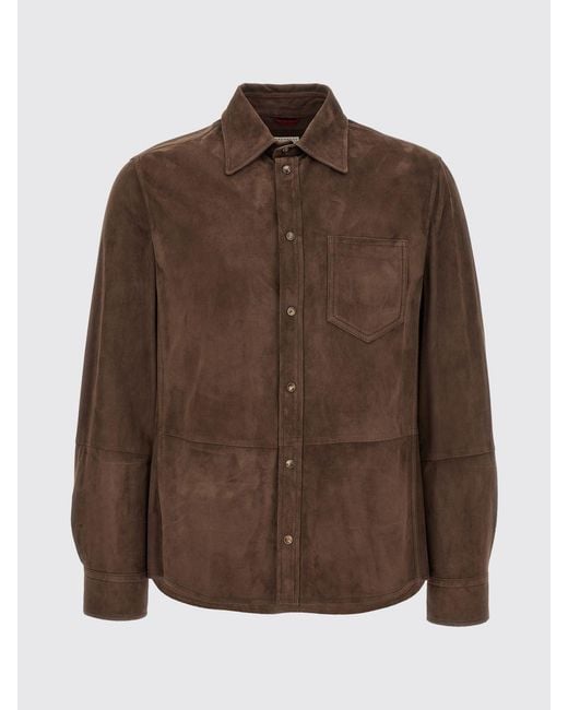 Brunello Cucinelli Brown Suede Shirt for men