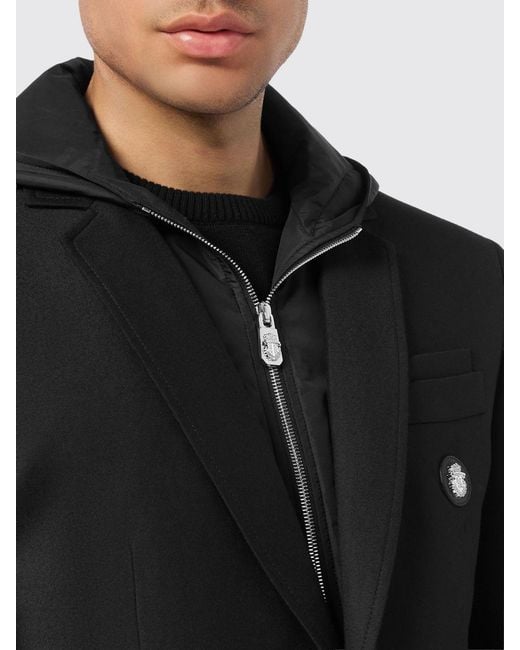 Billionaire Black Single-Breasted Hooded Blazer for men