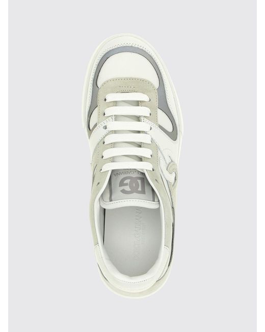 Dolce & Gabbana White Dolce &Amp Gabbana Portofino Bicolor Calf Leather Sneakers With Dg Monogram for men