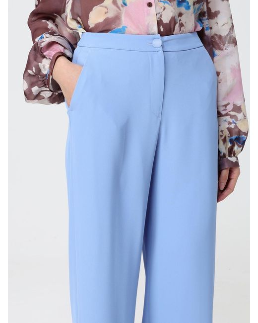 Hanita Blue Crepe Cropped Trousers