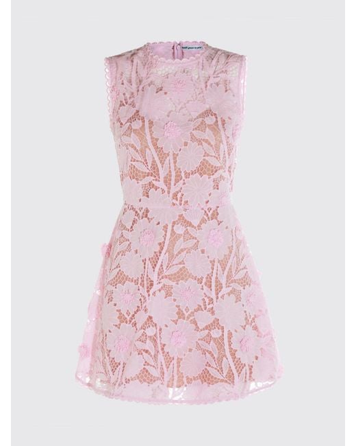 Self-Portrait Pink A-Line Off-The-Shoulder Lace Ceremony Mini Dress