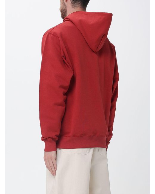 Drole de Monsieur Red Cotton Hoodie With Logo for men