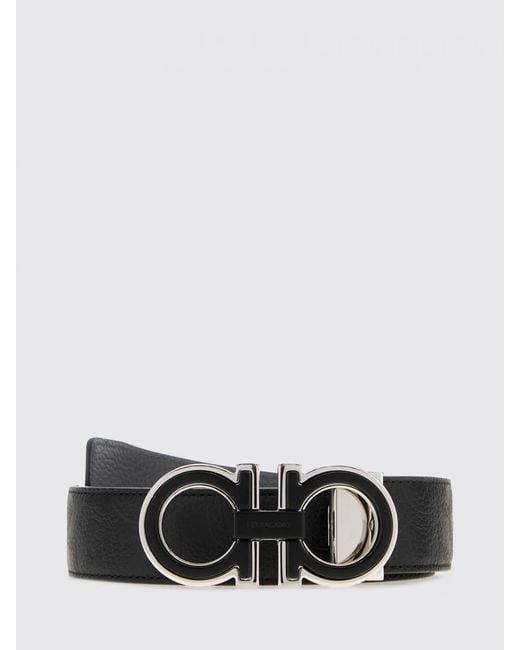 Ferragamo White Gancini Reversible Leather Belt for men