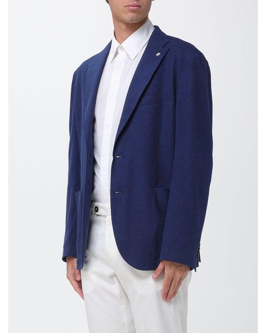 Manuel Ritz Blue Single-Breasted Cotton Blazer for men