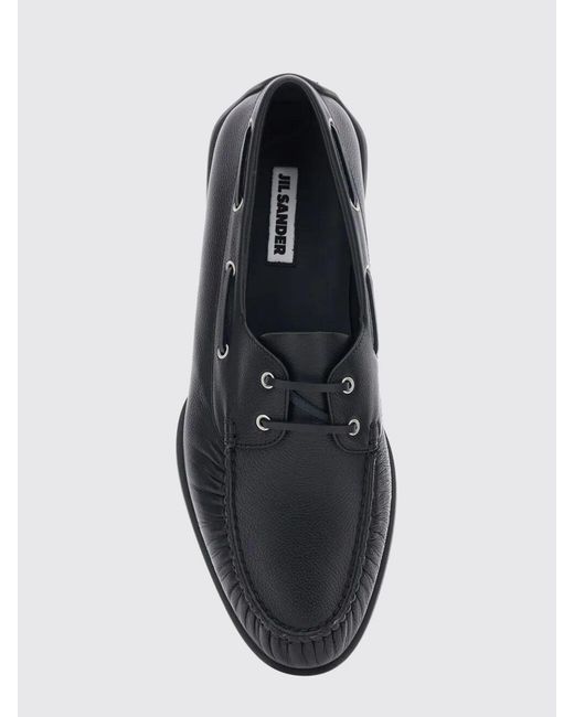 Jil Sander White Leather Boat Loafers for men