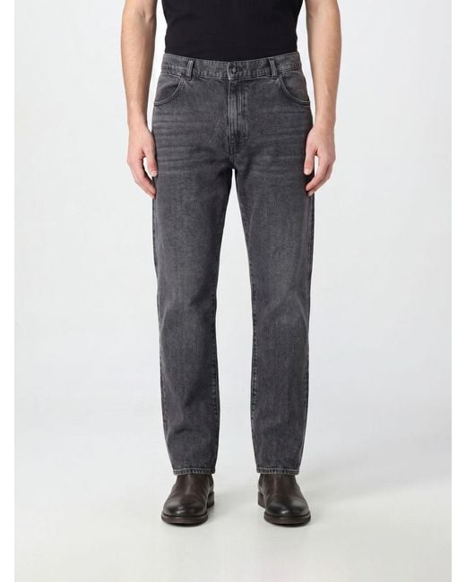 AMISH Black Denim Straight Jeans for men