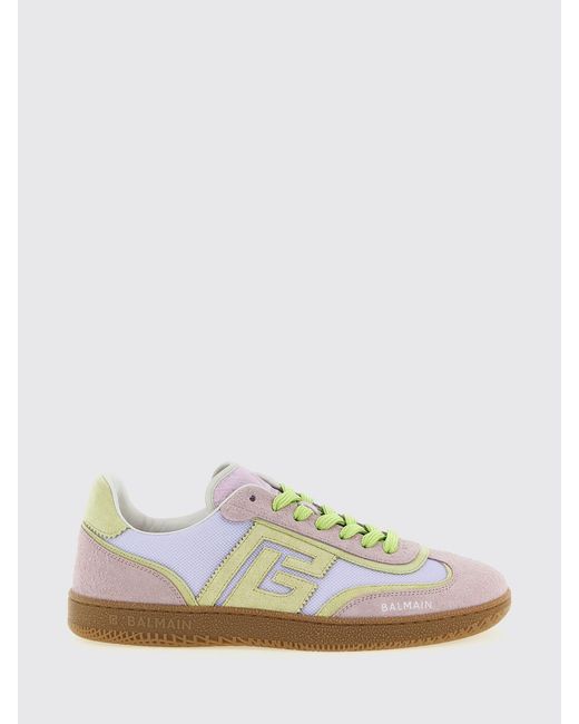 Balmain White Swan Suede And Mesh Sneakers