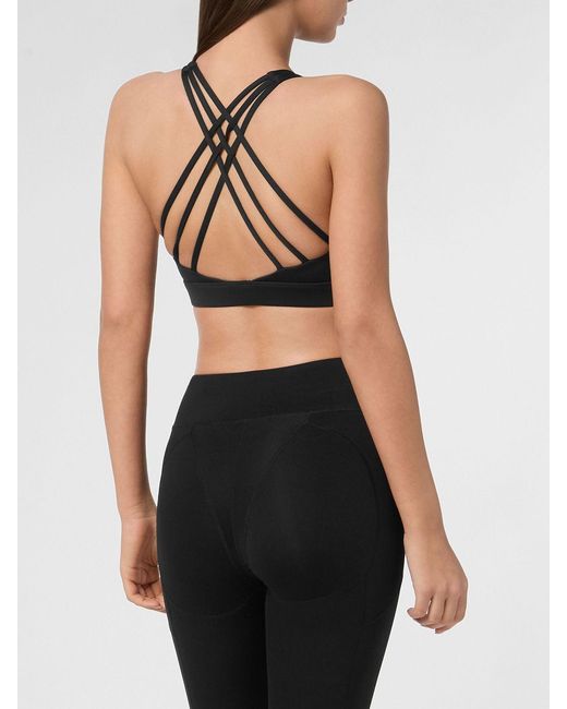 Philipp Plein Black Lycra Crop Top