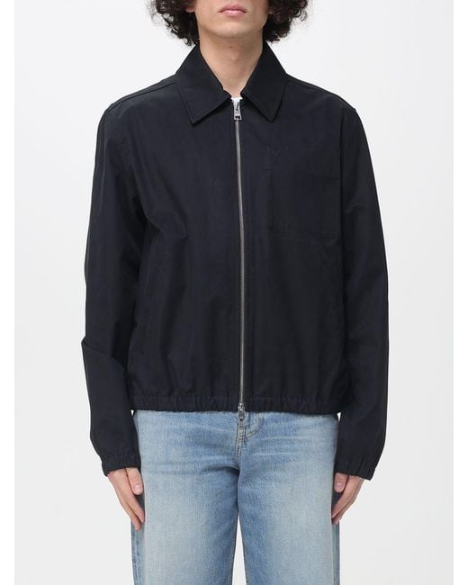 AMI Blue Cotton Bomber Jacket for men