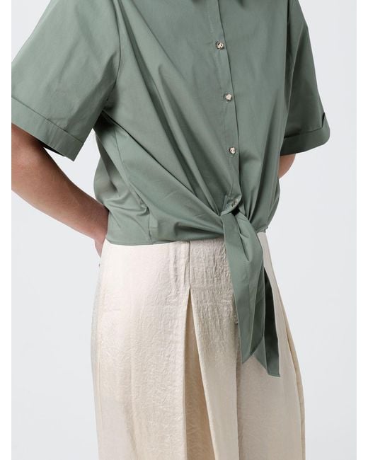 Liu Jo Green Cropped Cotton Shirt
