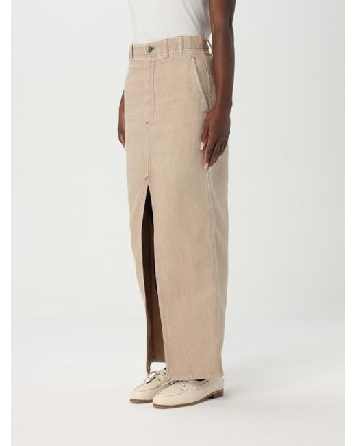 Brunello Cucinelli Natural Cotton-Linen Chino Maxi Skirt