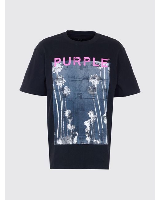 Purple Blue Graphic Print Cotton T-Shirt With A Crew Neck And Dropped Shoulders for men