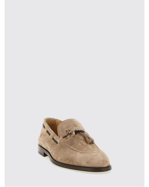 Brunello Cucinelli Brown Suede Loafers With Tassels for men