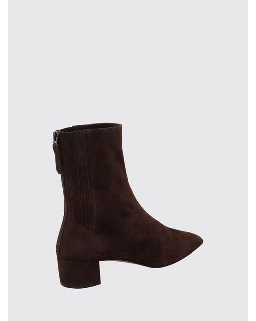 Aquazzura Brown Saint Honorè Suede Ankle Boots With Square Toe