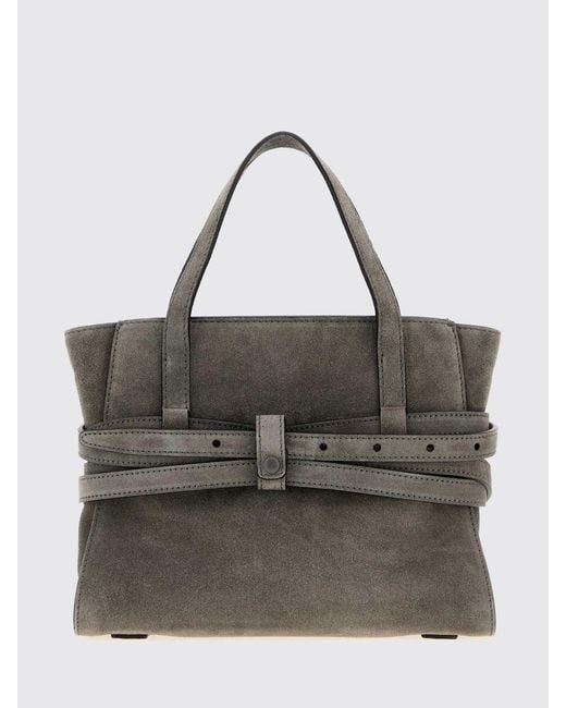 Moschino Couture Black Tie Me Suede Handbag With Shoulder Strap