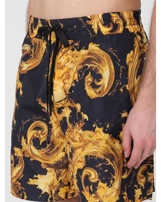 Versace Jeans Couture Black Baroque Print Boxer Swimsuit for men