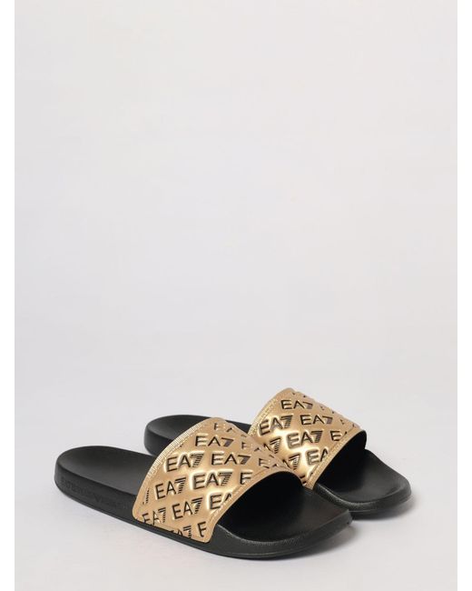 EA7 Metallic Rubber Sliders With Printed Logo for men