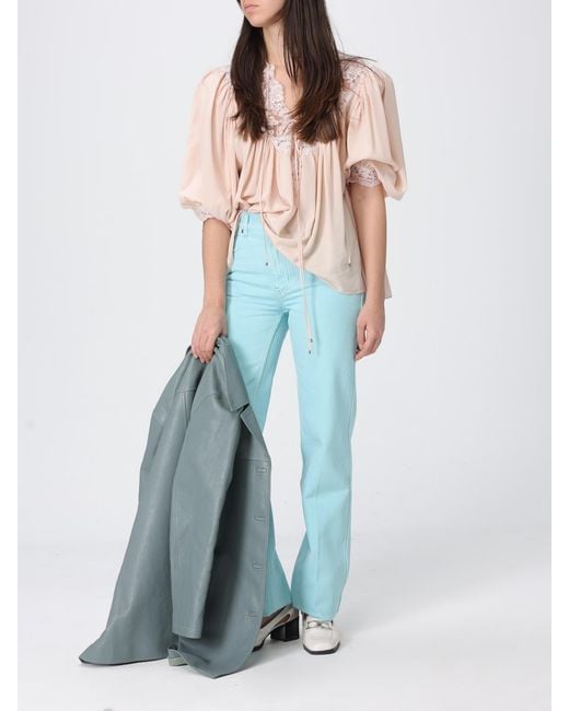 Chloé Blue Chlo&Eacute Lambskin Leather Jacket