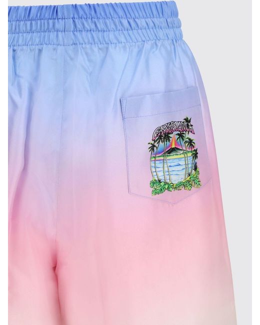 Casablanca Pink Abstract Print Silk Shorts With Drawstring Waist for men