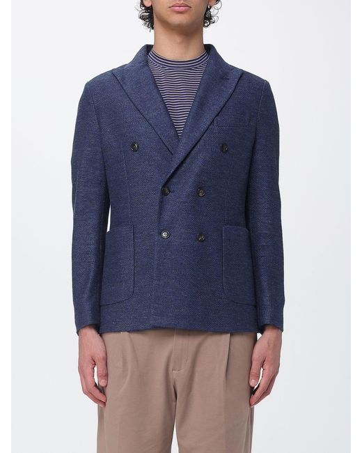 Circolo 1901 Blue Double Breasted Linen And Cotton Blazer for men