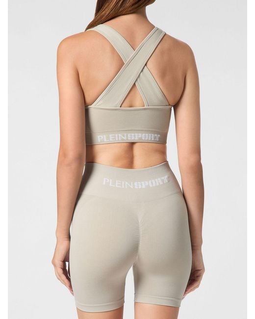 Philipp Plein White Technical Stretch Fabric Crop Top