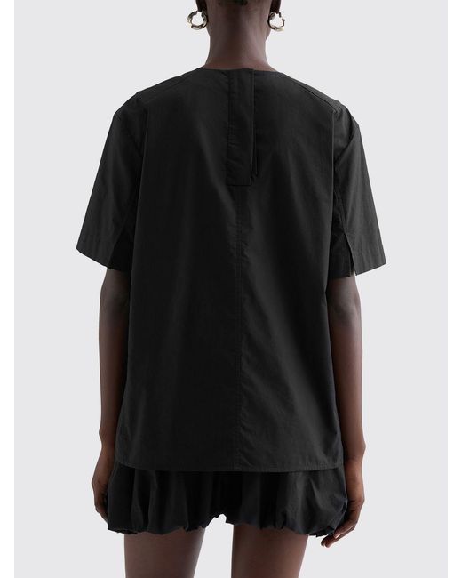 Jil Sander Black Basic Cotton Crew-Neck Top