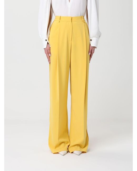 Elisabetta Franchi Yellow Crêpe Classic Trousers